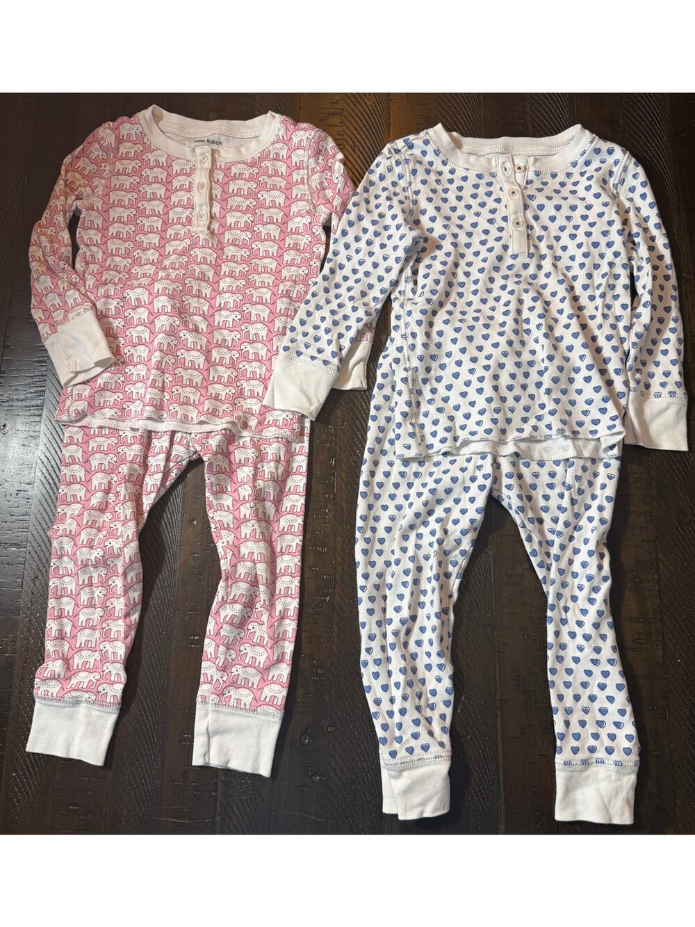 Roller Rabbit Long Sleeve 2T Pajamas Elephant Hearts Set of Two Pima Cotton